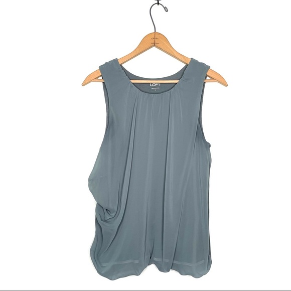 Loft | Gray Sheer Bubble Hem Sleeveless Top - Picture 1 of 7